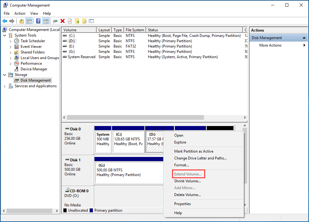 extend partition windows 7 greyed out